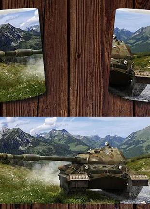 Чашка белая керамическая с принтом "world of tanks" світ танків abc