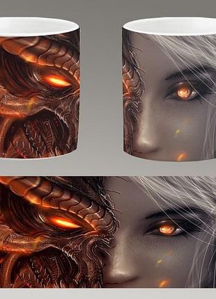 Чашка біла керамічна "diablo 4" діабло abc