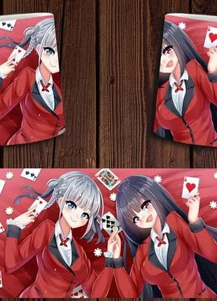 Чашка біла керамічна "безумний азарт" kakegurui abc