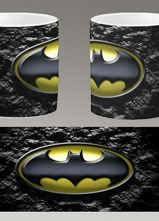 Чашка біла керамічна "бетмен логотип" batman logo abc