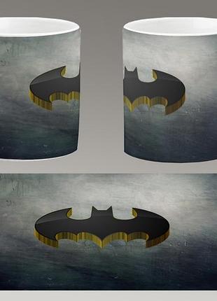 Чашка біла керамічна "бетмен логотип" batman logo abc
