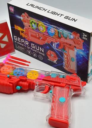 Прозорий інтерактивний іграшковий пістолет із липучками червоний gear light gun abc