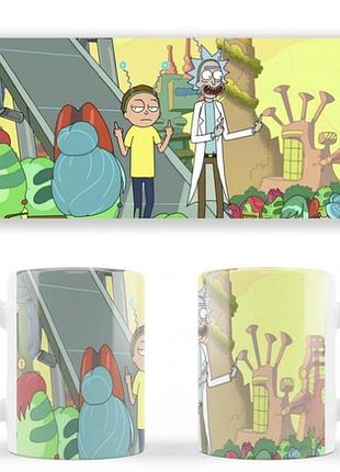 Чашка біла керамічна rick and morty рік і морті abc