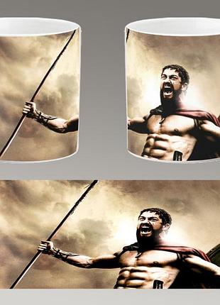 Чашка біла керамічна "300 спартанців" the 300 spartans abc