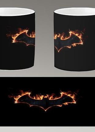 Чашка біла керамічна "бетмен логотип" batman logo abc