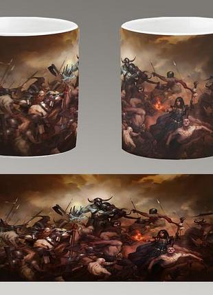 Чашка белая керамическая "diablo 4" диабло abc