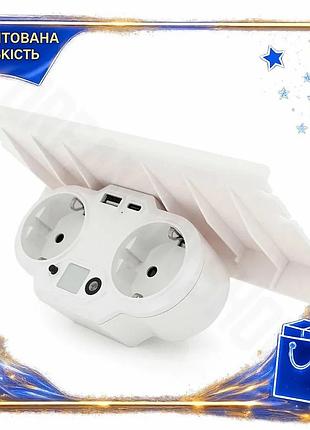 Dm розетка двійник із специфікація 2.2 заземленням usb type-c 4а для дому та офісу зарядний пристрій з spe|lz