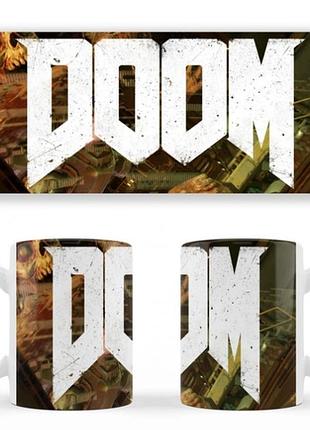 Чашка белая керамическая doom eternal (дум) abc