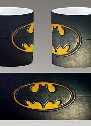 Чашка біла керамічна "бетмен логотип" batman logo abc