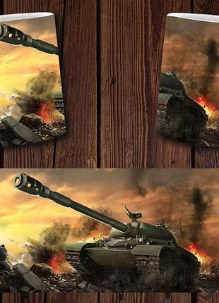 Чашка белая керамическая с принтом "world of tanks" світ танків abc
