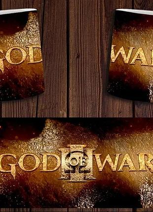 Чашка белая керамическая с принтом "god of war" бог війни кратос abc