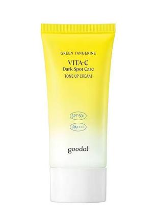 Сонцезахисний крем goodal green tangerine vita c dark spot tone up spf50+ pa++++ 50мл