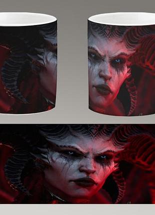Чашка белая керамическая "diablo 4" диабло abc