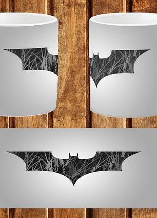Чашка біла керамічна "бетмен логотип" batman logo abc