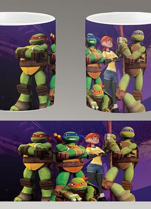 Чашка біла керамічна "черепашки-ніндзя" teenage mutant ninja turtles abc