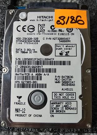 Жорсткий диск 320gb hitachi hdd для ноутбука, загальна напрацювання 4 дні, ультратонкий #186