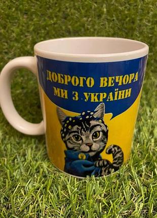 Чашка кружка "кішка патріот. доброго вічора, мі з україні" патріотична україна abc