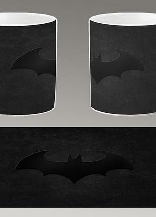 Чашка біла керамічна "бетмен логотип" batman logo abc