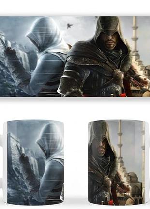 Чашка белая керамическая assassins creed altair and ezio auditore (альтаир и эцио аудиторе) abc