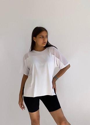 Футболка вільного крою airy з розрізами "white" xl