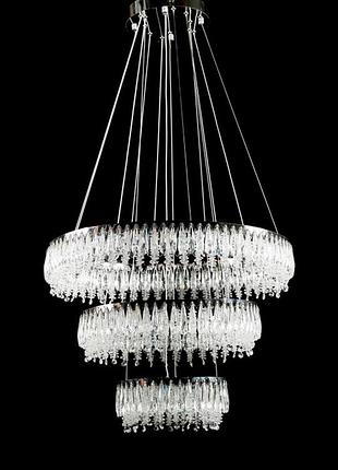 Сучасна світлодіодна кришталева люстра l7068/300+500+700/3 led (ch+clear)
