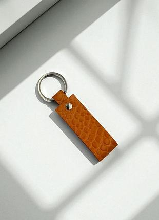 Брелок из натуральной итальянской кожи (оранжевый)