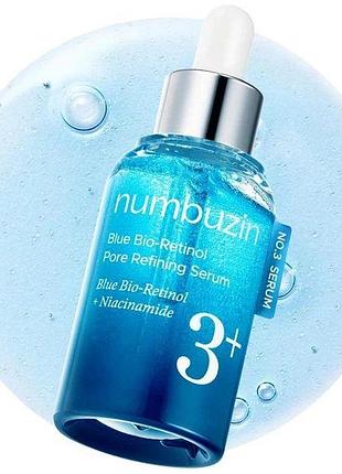 Cыворотка с ниацинамидом 10% и био-ретинолом numbuzin no.3 blue bio-retinol pore refining serum 30мл