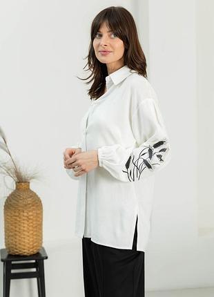 Белая рубашка с колосками l-xl