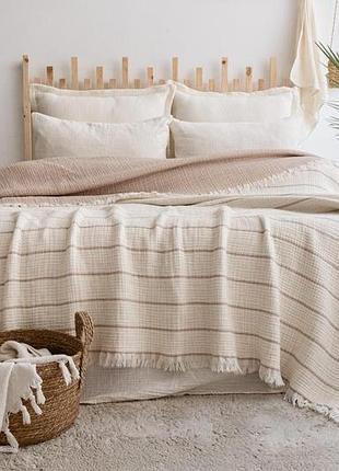 Муслиновое покрывало saheser sante beige хлопок 160-240 см бежевое