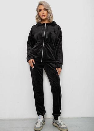 Спортивный костюм женский велюровый, цвет черный, 257r4119