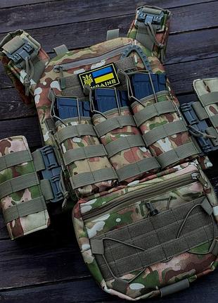 Комплект плитоноска швидкого скидання+ тройний підсумкок та напашник мультикам
