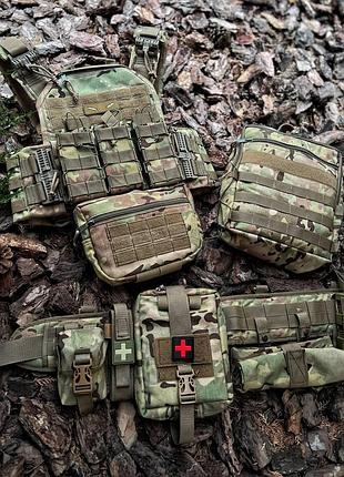 Комплект плитоноска швидкого скидання cordura 1000d + 9 підсумків + рпс + рюкзак мультикам