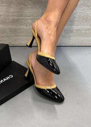 Балетки на підборах туфлі chanel
