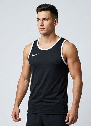 Спортивная майка nike dri-fit – черная с белым размер s