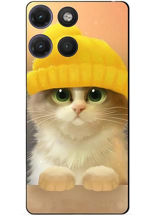 Силіконовий чохол бампер для motorola moto g17 з малюнком котик у шапці