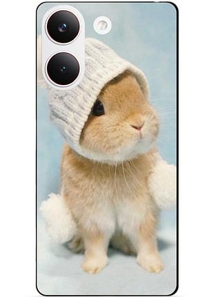 Силіконовий чохол бампер для xiaomi poco x8 pro з малюнком зайчик у шапці