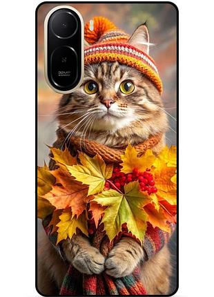 Силіконовий бампер чохол для xiaomi redmi a7 pro з малюнком кішка восени
