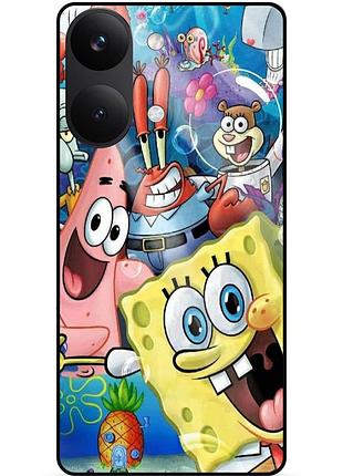 Силиконовый бампер чехол для xiaomi poco x8 pro max с рисунком губка боб sponge bob