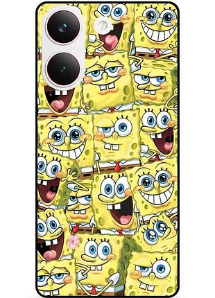 Силиконовый чехол бампер для xiaomi poco x8 pro с рисунком губка боб sponge bob
