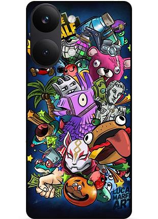 Силіконовий чохол бампер для xiaomi poco x8 pro max з картинкою фортнайт fortnite