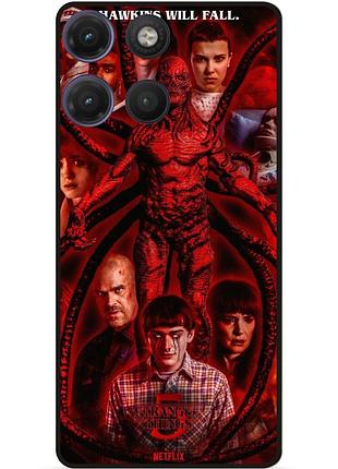 Силіконовий бампер чохол для motorola moto g17 з картинкою stranger things дивні дива