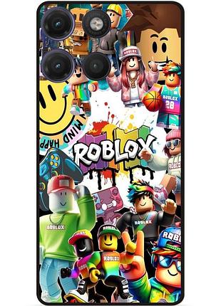 Силіконовий чохол бампер для motorola moto g17 з малюнком роблокс roblox