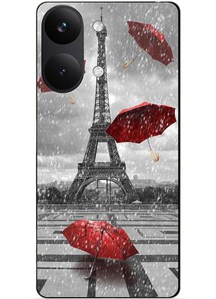 Силіконовий чохол бампер для xiaomi poco x8 pro max з малюнком дощ у парижі франція ейфелева вежа