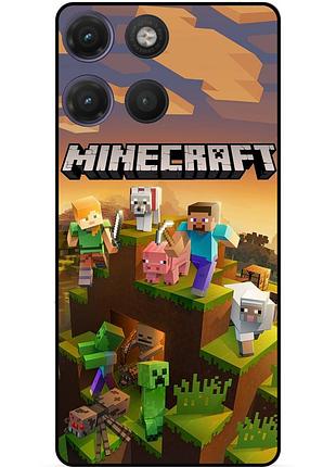 Силіконовий чохол бампер для motorola moto g17 з малюнком minecraft майнкрафт