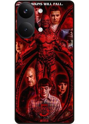 Силиконовый бампер чехол для xiaomi poco x8 pro max с картинкой stranger things очень странные дела