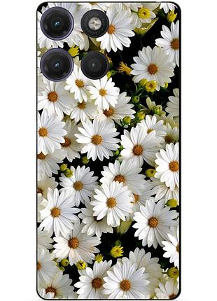 Силіконовий чохол бампер для motorola moto g17 з малюнком ромашки квіти