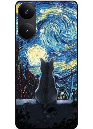 Силіконовий бампер чохол для xiaomi poco x8 pro max з малюнком кішка зіркова ніч ван гог