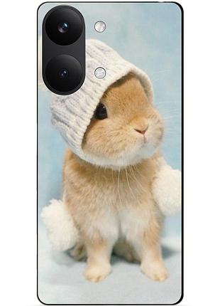 Чехол силиконовый бампер для xiaomi poco x8 pro max с рисунком зайчик в шапке