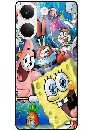 Силиконовый бампер чехол для xiaomi poco x8 pro с рисунком губка боб sponge bob