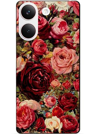 Чехол силиконовый бампер для xiaomi poco x8 pro с рисунком красные розы цветы